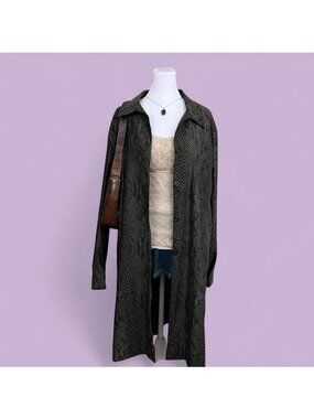 90s green snake animal print grunge quirky downtown it girl long line duster